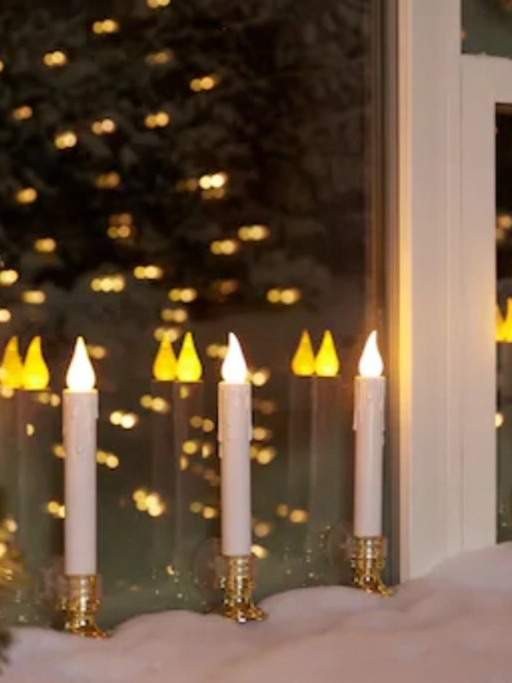 Gold Electric Candle Holder Set with White Taper Bulb Candles - Home Accents